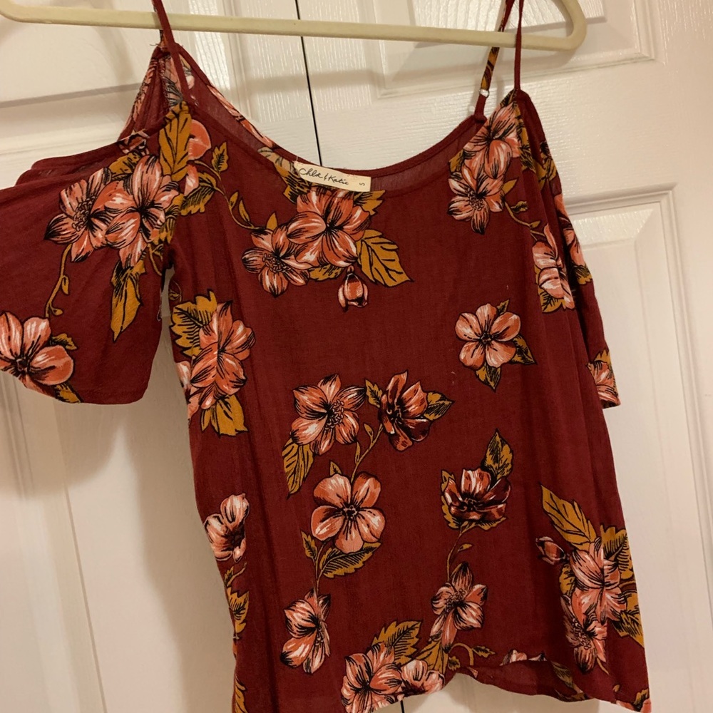 Floral Blouse with peek a boo sleeve